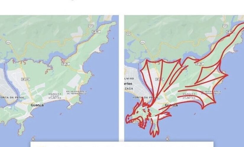 Município da baixada santista tem mapa em formato de dragão; novidade viralizou