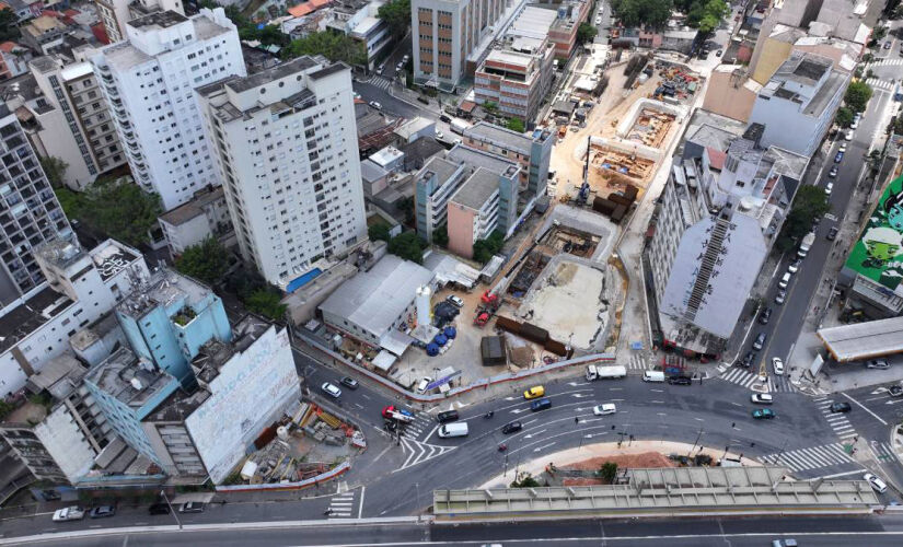 Obras da estação 14 Bis, em São Paulo