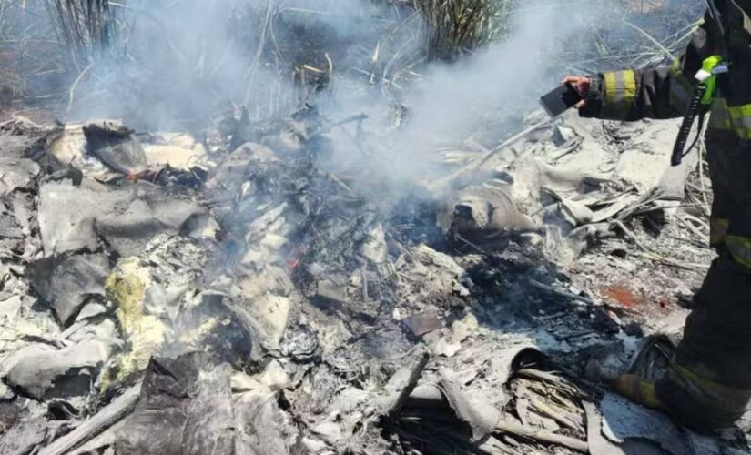 Aeronave caiu em cima de canavial e provocou um incêndio