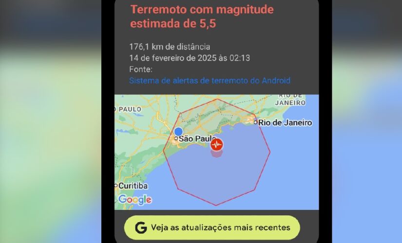 Alerta foi emitido por volta das 2h15