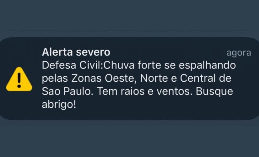 Defesa Civil emite alerta de chuva forte em São Paulo