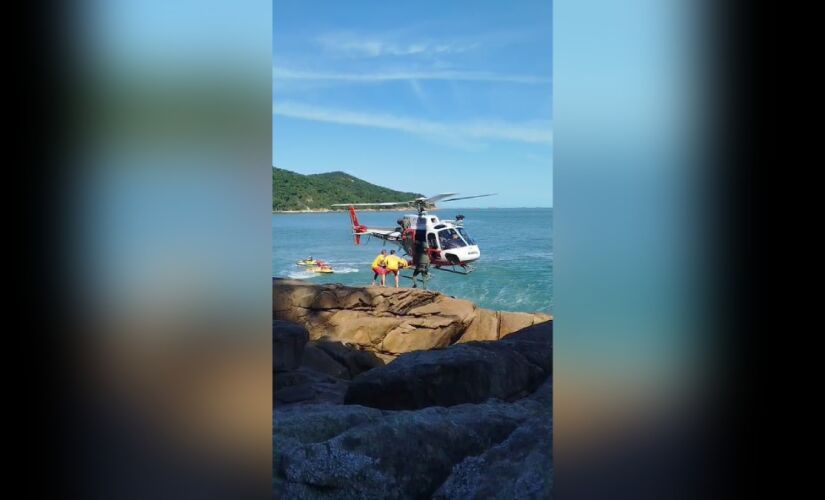 Homem foi resgatado pelo helicóptero Águia