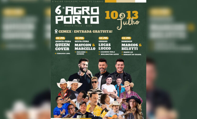 Shows gratuitos incluem Queen cover, Lucas Lucco e Marcos & Belutti