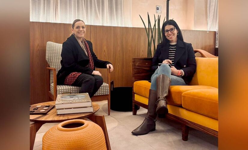 Arquiteta Leda Simões com a engenheira Mariana Caldas, fundadora da Caldas Maia Construtora