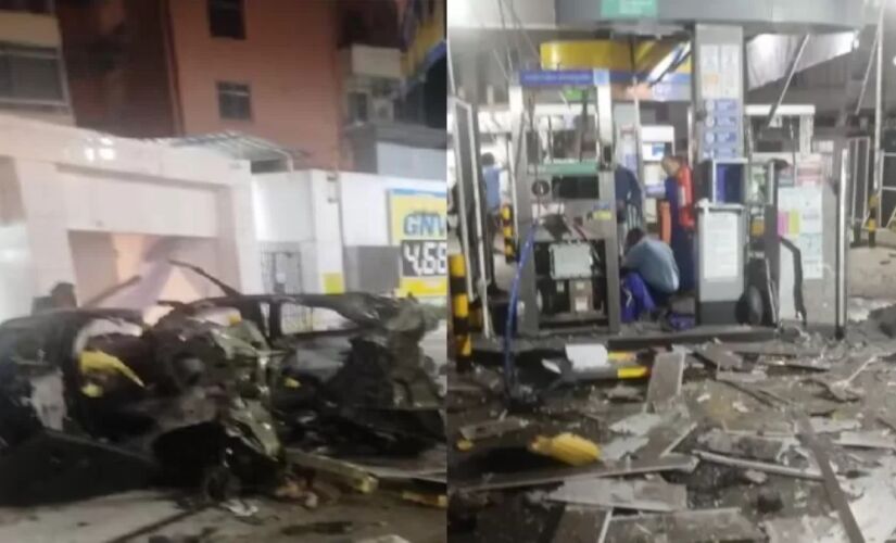 Explosão destruiu posto parcialmente, e os estilhaços causaram danos em prédios do entorno