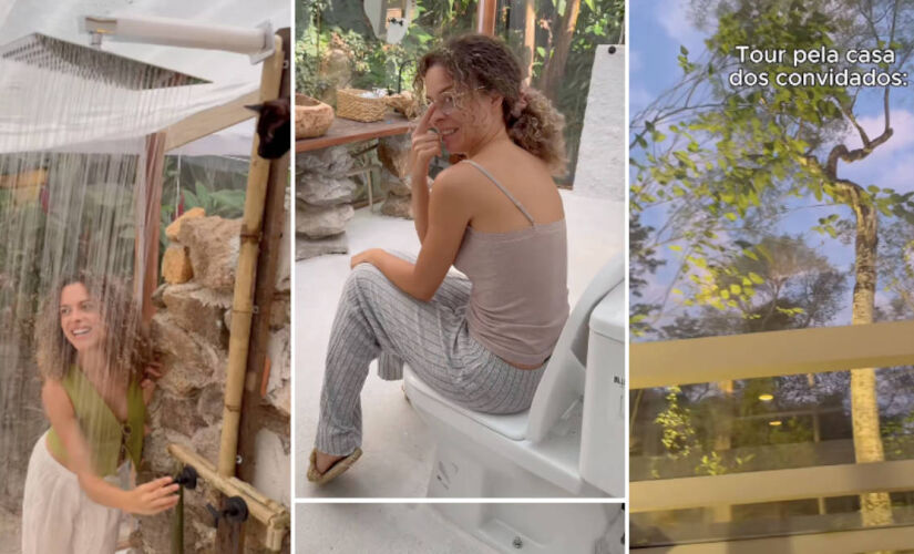 Banheiro da blogueira Larissa Gloor não tem paredes com material que impedem a visão