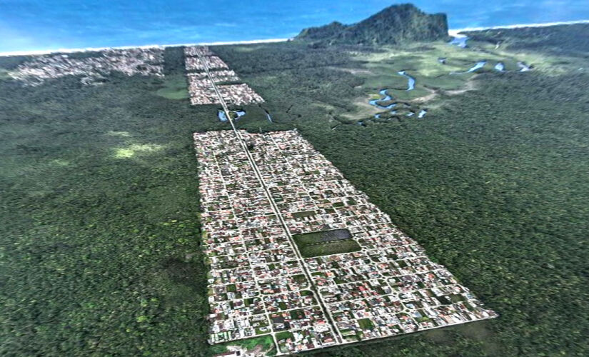 Imagens aéreas da Praia de Boraceia, em Bertioga, no litoral sul de São Paulo, voltaram a viralizar neste mês