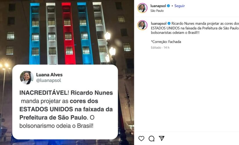 Publicação de Luana Alves com acusação contra a Prefeitura de São Paulo