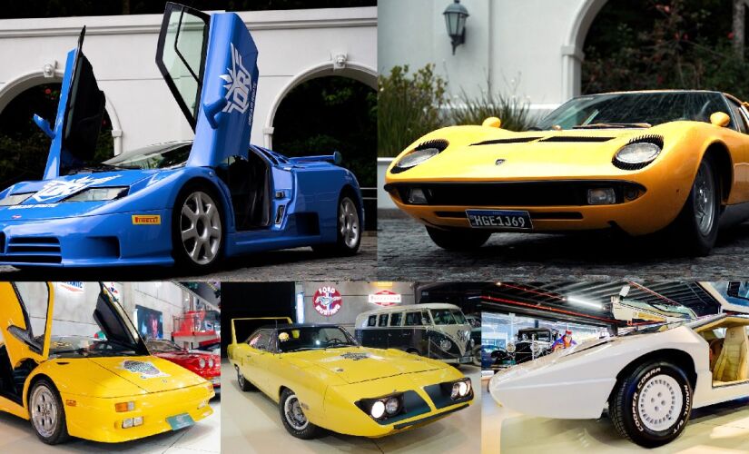 Bugatti EB110 GT 1994, Lamborghini Miura P400 S 1969, Lamborghini Diablo 1991, Plymouth Superbird 1970 e Hofstetter Turbo 1986