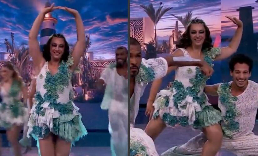 Em apresentação na fase de grupos, quando quatro artistas se apresentam em conjunto para duelar com outros três grupos, a comunicadora foi registrada errando alguns passinhos 