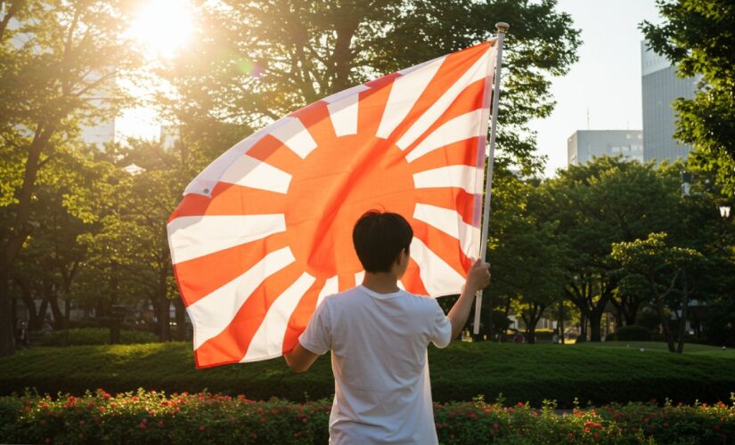 O desenho da bandeira do sol nascente, com o sol vermelho ao centro e raios se espalhando, é utilizado no Japão há séculos. 