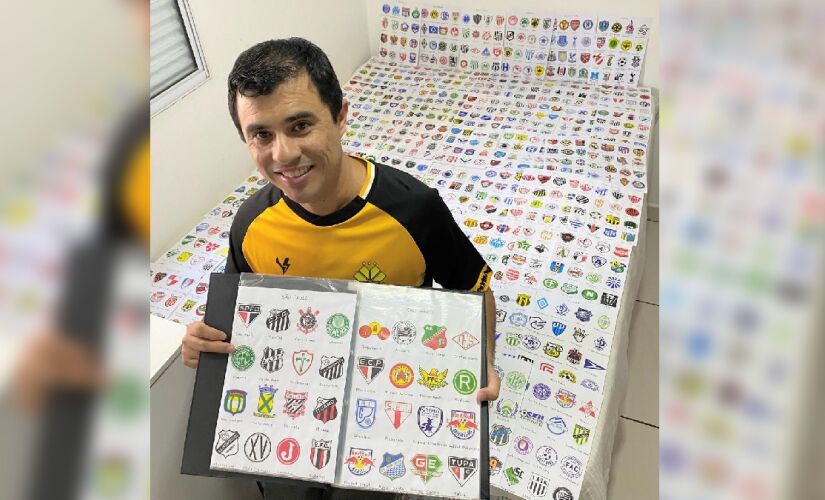 Wellinton Candido desenhou 2318 escudos de futebol