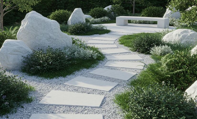 As pedras brancas são a nova tendência de jardim
