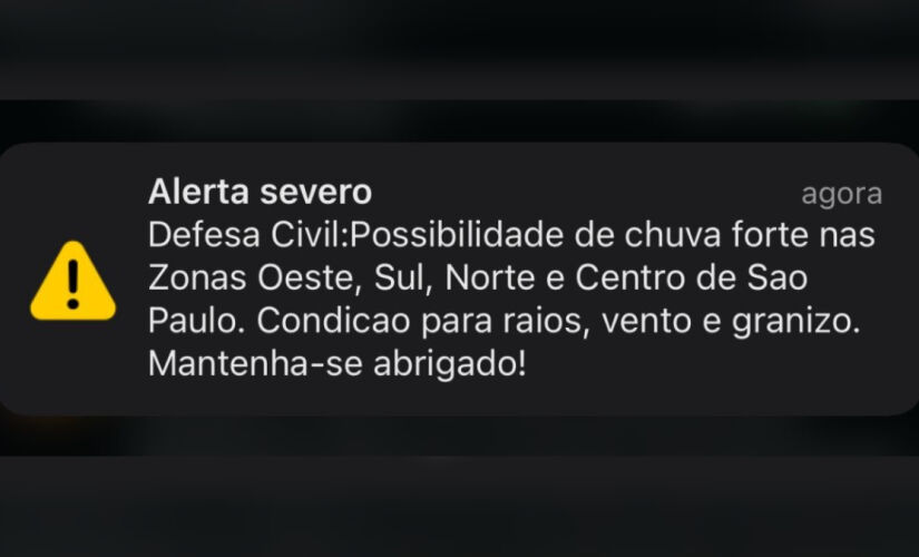 Moradores das zonas leste, oeste, sul, norte e centro devem se manter abrigados