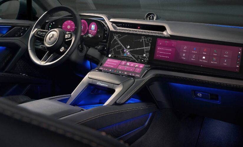 No centro, está o novo Flow Display  maior tela já instalada em um carro da marca alemã
