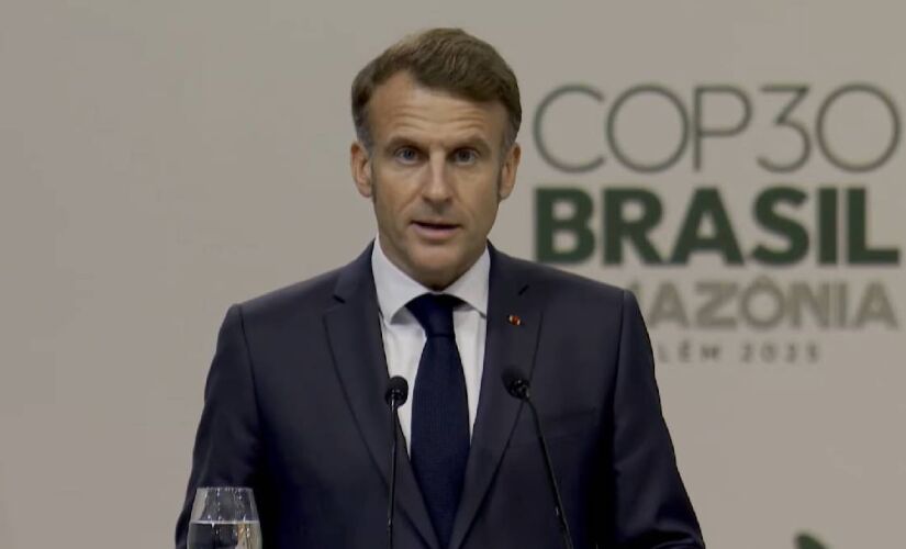 Emmanuel Macron discursou durante a Cúpula dos Líderes da COP30, na quinta-feira (6/11)