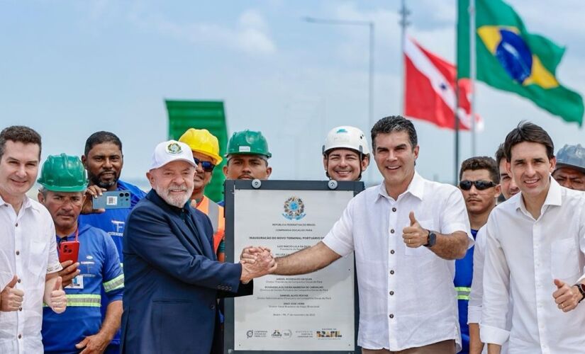 Presidente Lula durantea inauguração do novo terminal do Porto de Outeiro, neste sábado