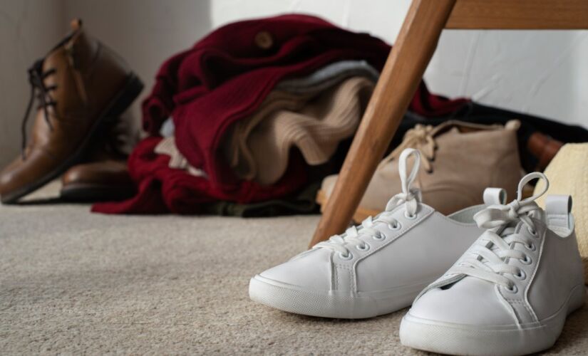 Para evitar danos à saúde, considere criar um espaço próximo à entrada para guardar os sapatos