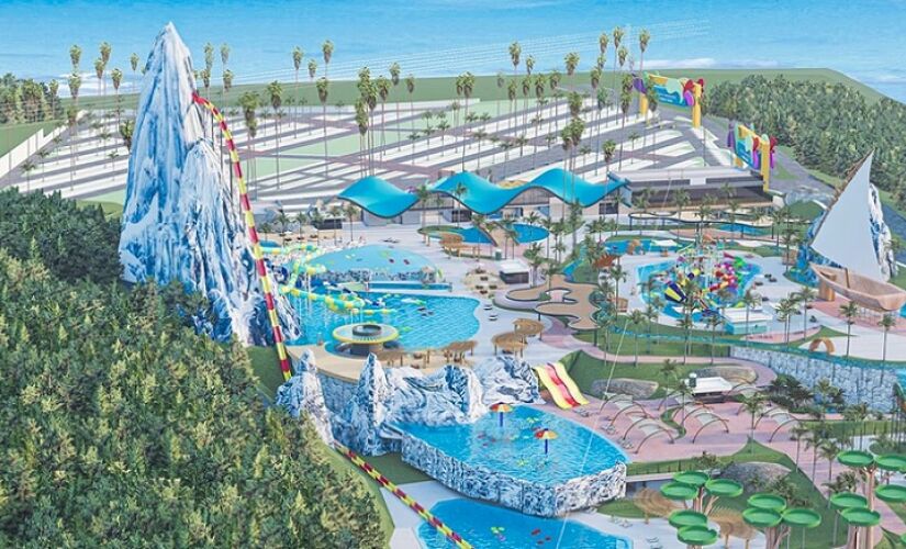 Projeto prevê piscinas de águas aquecidas, uma praia artificial de 3 mil m&#xB2; e um toboágua de 60 metros, que seria o mais alto do mundo