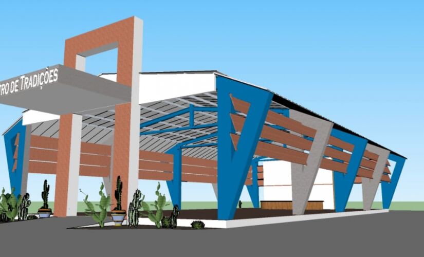Arte da prefeitura de Caraguatatuba mostra como ficará a lateral do prédio onde funcionará o Centro de Tradições do Tinga