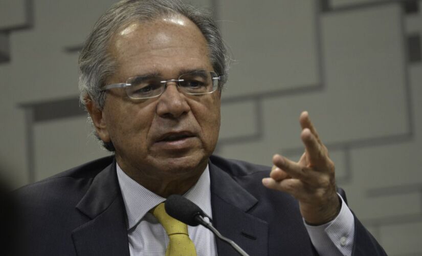O ministro da Economia, Paulo Guedes, ao iniciar sua fala na CCJ da Câmara dos Deputados