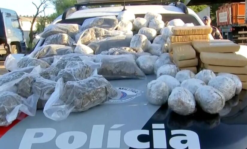 A apreensão da droga foi feita no km 53 da Castello Branco, em um pátio às margens da rodovia usado por caminhoneiros