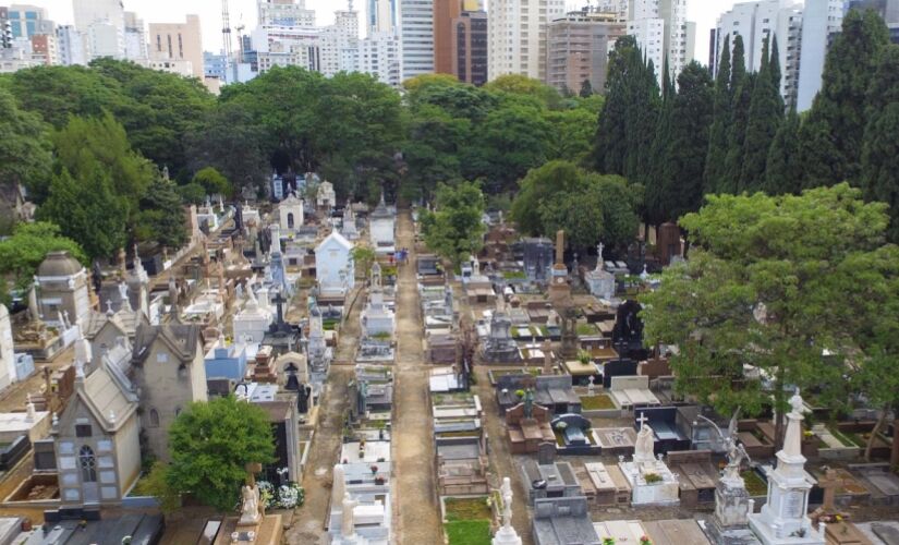 Vista aérea do cemitério da Consolação