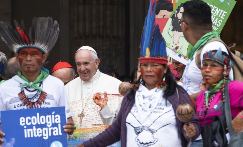 Papa Francisco durante discurso de abertura dos trabalhos do Sínodo dos Bispos Sobre a Amazônia, na manhã desta segunda