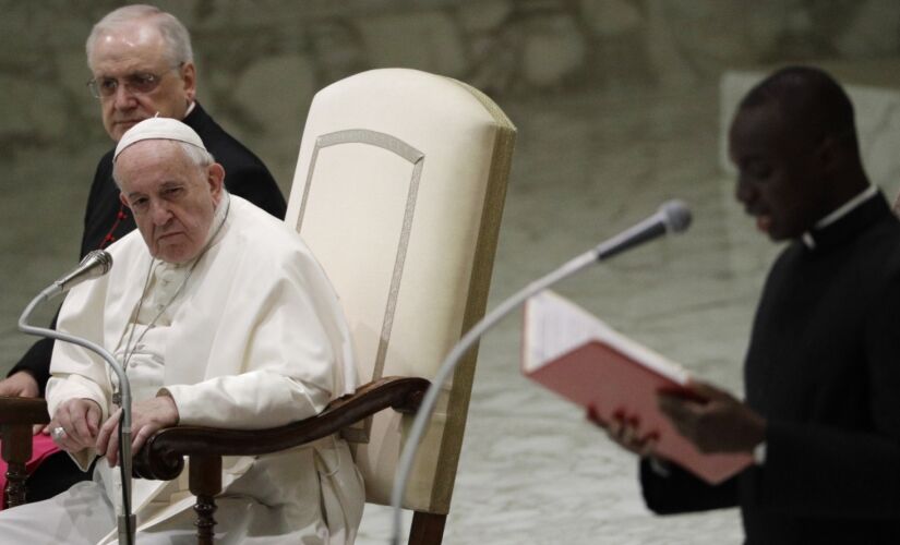 Papa Francisco durante audiência geral semanal no Vaticano, na manhã desta quarta-feira
