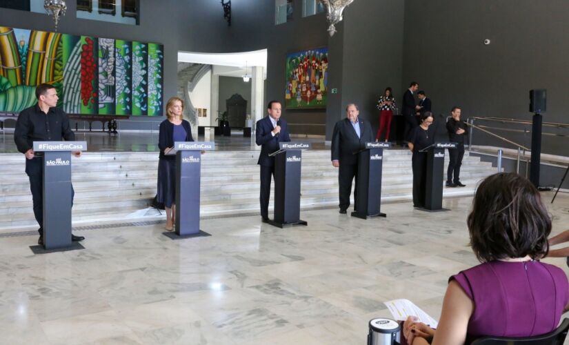 Governador  João Doria durante coletiva de imprensa sobre o coronavírus. 