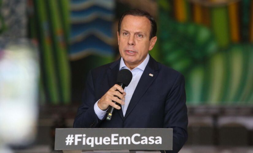 O governador João Doria durante coletiva de imprensa sobre o o novo coronavírus nesta quarta-feira