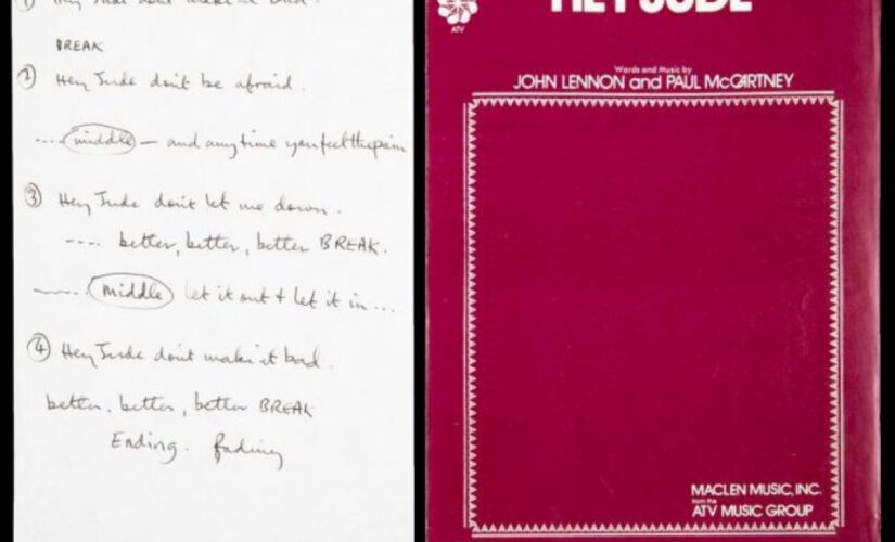 Valor pago pelo manuscrito de ENTITY_quot_ENTITYHey JudeENTITY_quot_ENTITY, de US$ 910 mil, foi nove vezes maior do que o estimado pela casa de leilões