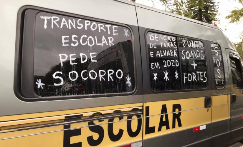 Motoristas de transporte escolar protestaram em frente à Alesp, na zona sul da Capital, no início do mês de julho