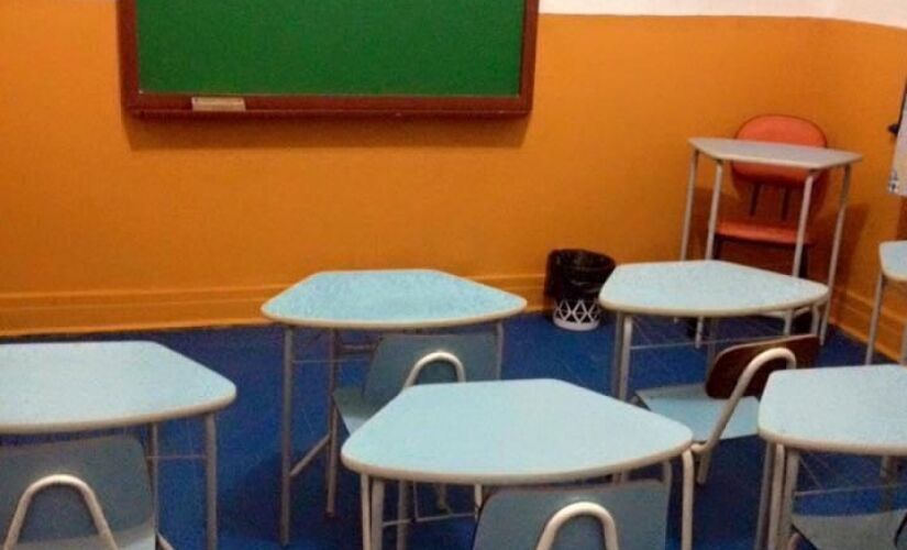 Sala de aula vazia da Planeta Azul Escola Infantil, localizada em Pinheiros, que teve que fechar