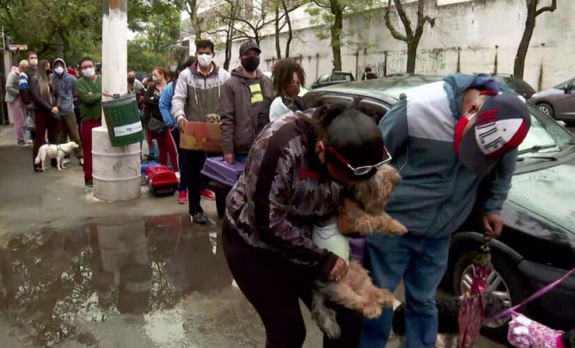 Fila em primeiro dia de atividades do hospital veterinário municipal de Santo Amaro