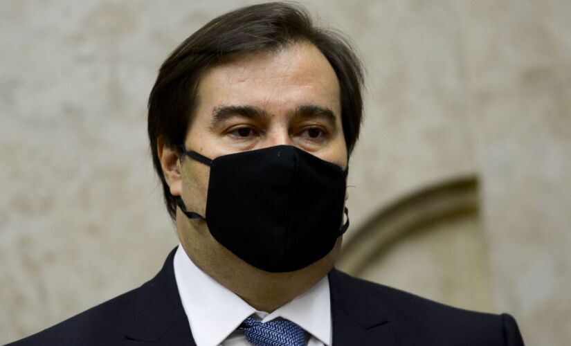 O presidente da C&acirc;mara, Rodrigo Maia, durante cerim&ocirc;nia de posse do presidente do STF, Luiz Fux.