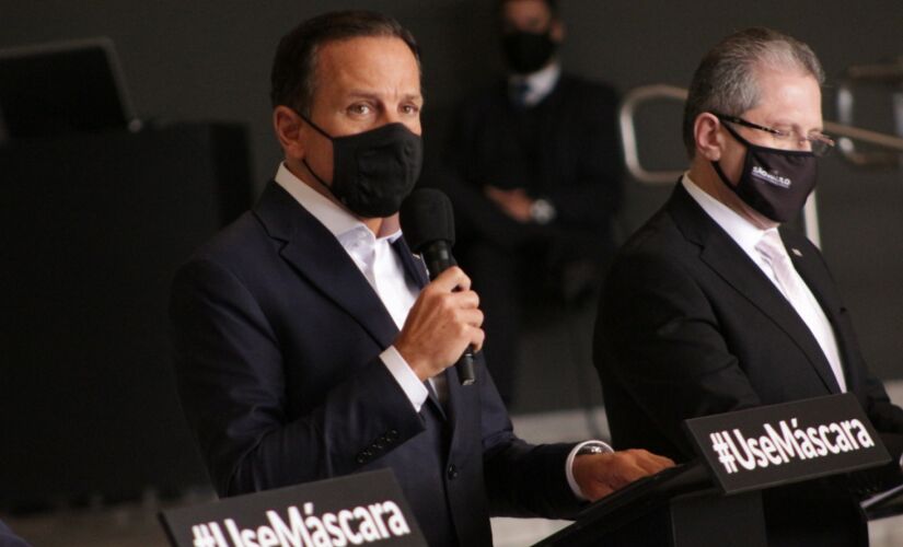 Governador de SP, João Doria, durante coletiva na tarde de ontem 