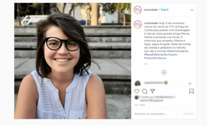 Cicloativista Marina Harkot morreu atropelada na zona oeste de São Paulo