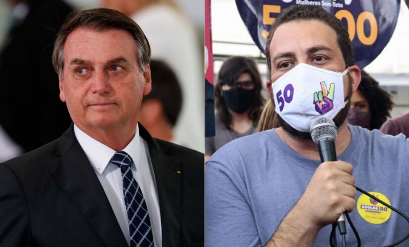 O presidente Jair Bolsonaro (sem partido) e o candidato à prefeitura de São Paulo, Guilherme Boulos (PSOL)