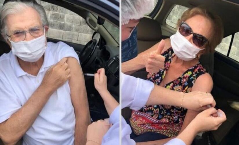 Tarcísio Meira e Glória Menezes receberam a segunda dose
