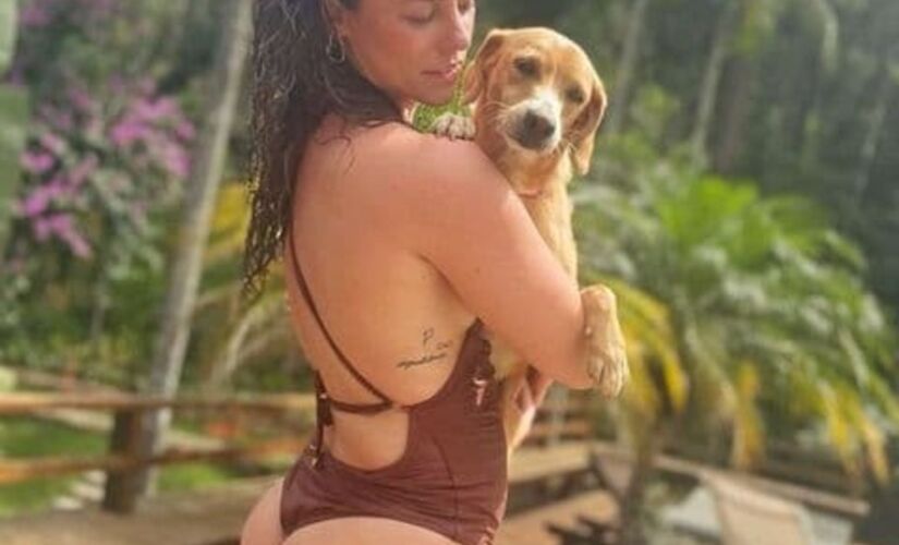 Paolla Oliveira em foto com cãozinho de estimação 