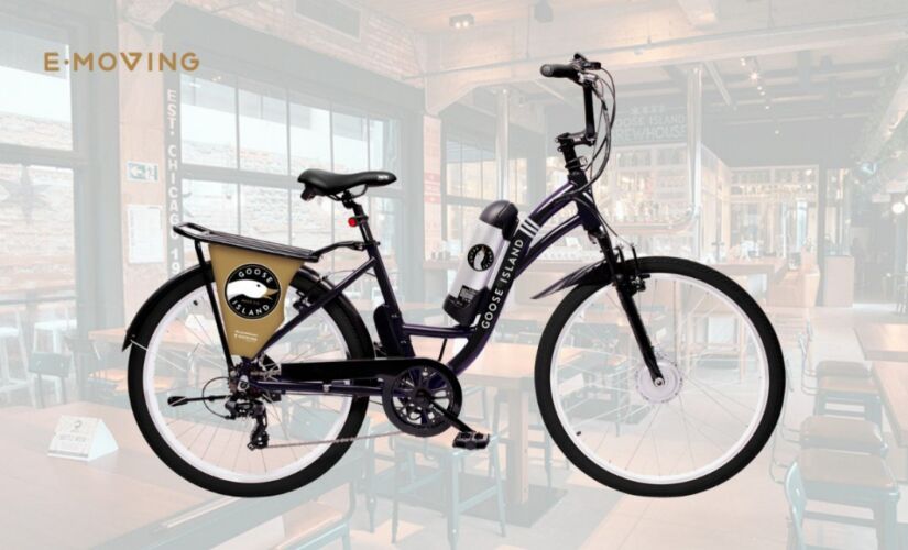 A parceria entre Goose Island e E-Moving vai possibilitar a assinatura de uma bike elétrica por R$ 299 mensais