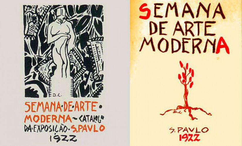 Catálogo e cartaz originais da Semana de Arte Moderna de 1922, produzidos por Di Cavalcanti 
