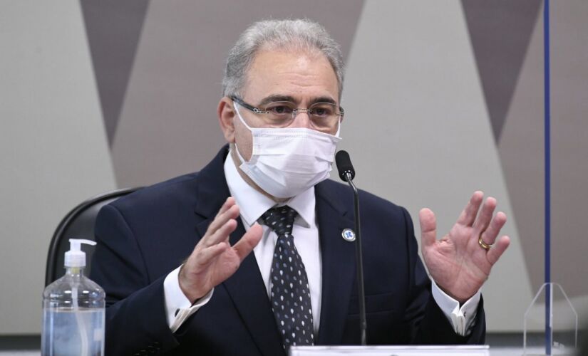 O ministro da Saúde, Marcelo Queiroga, durante novo depoimento na CPI da Covid no Senado