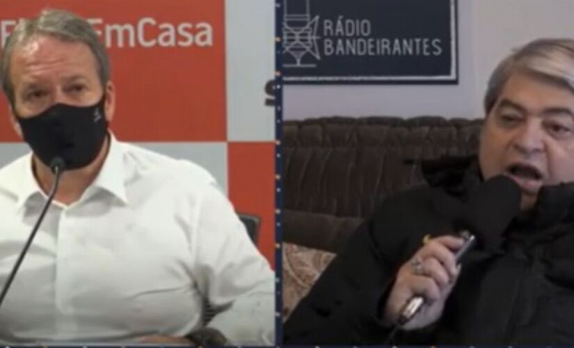 Edson Aparecido durante entrevista a José Luiz Datena, da Rádio Bandeirantes