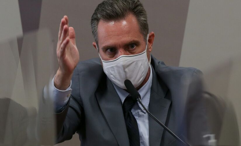 Luiz Paulo Dominguetti na CPI da Pandemia, no Senado, na tarde desta quinta-feira (1º)
