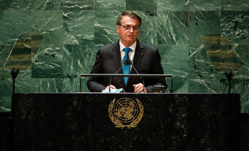 Bolsonaro durante discurso na ONU na &uacute;ltima semana 