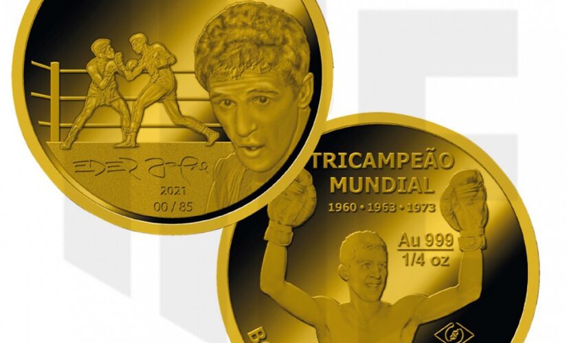 Medalhas, que homenageiam o pugilista Eder Jofre, já estão à venda em séries limitadas de ouro, prata e bronze