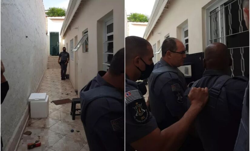 Momento em que os agentes pedem para o agressor se entregar