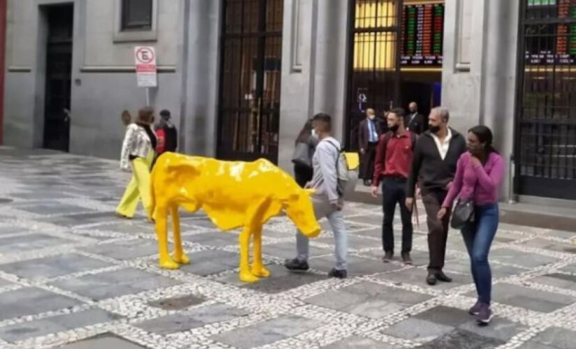 Vaca Magra é instalada em frente à B3